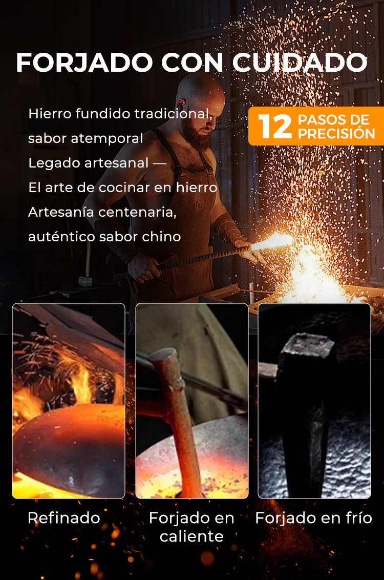 Cacerola Artesana de Hierro Fundido sin Esmaltar