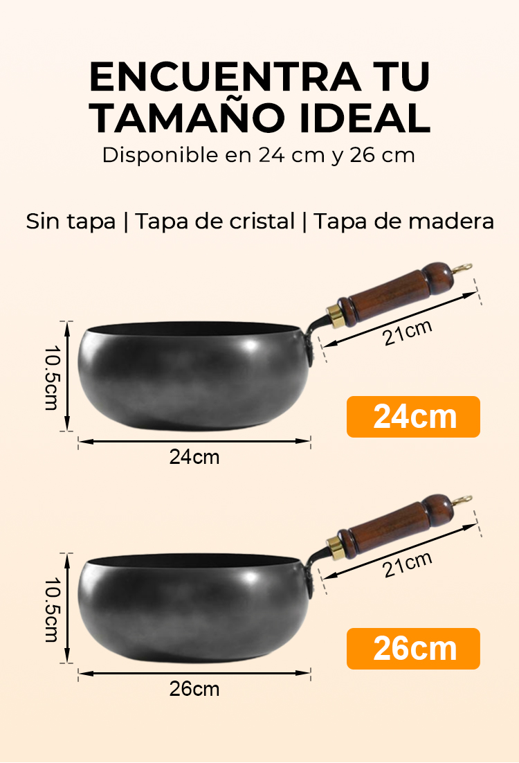 Cacerola Artesana de Hierro Fundido sin Esmaltar