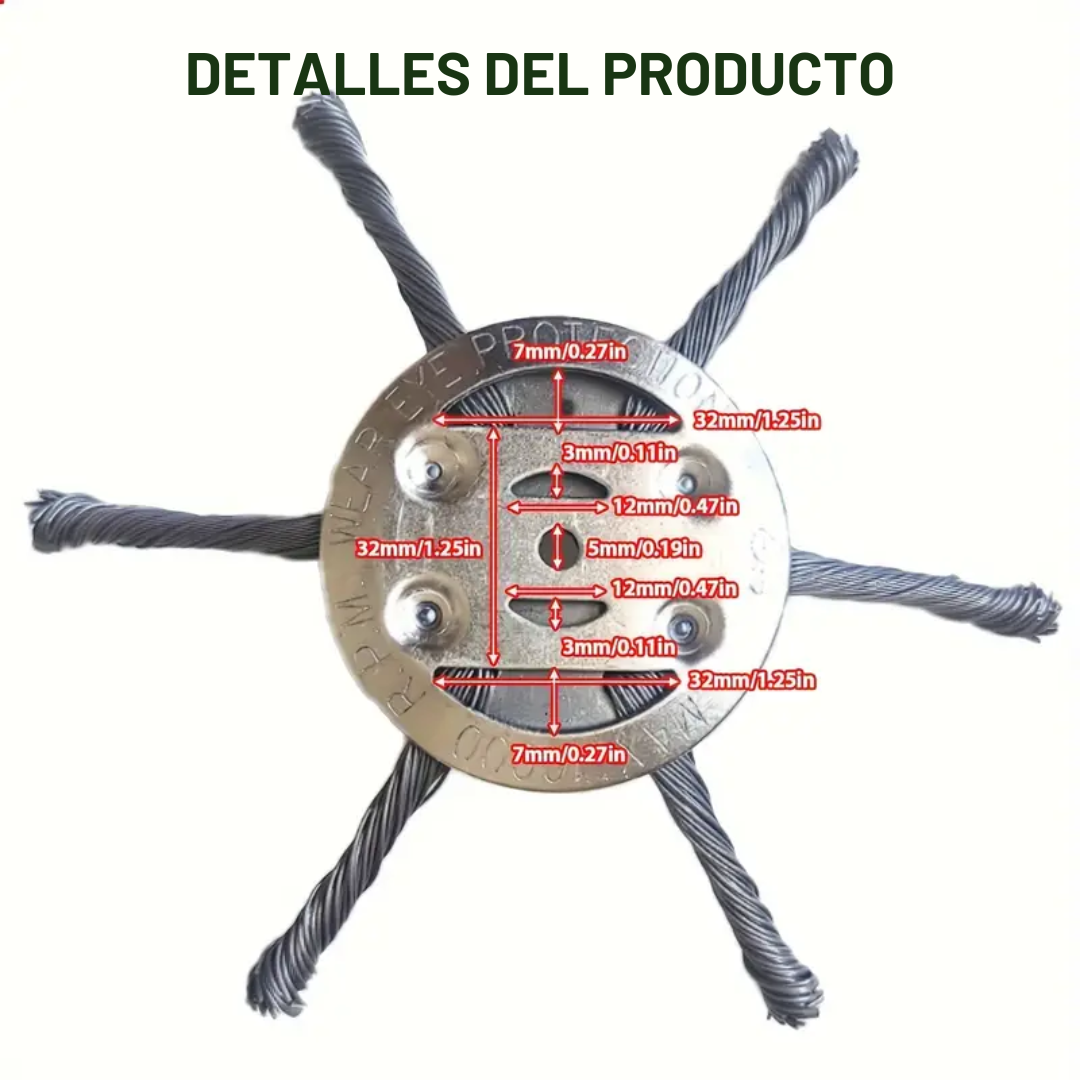 El cabezal del cortacésped tiene 6 ramas tejidas con alambre de acero resistente
