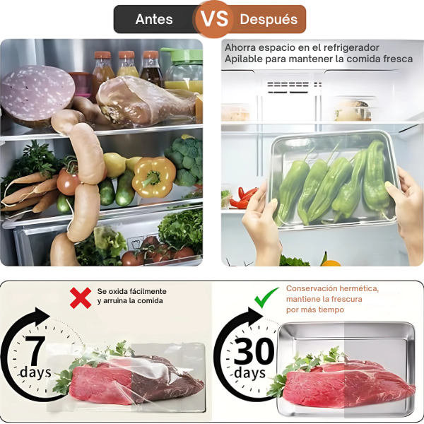 Juego de 3 cajas de acero inoxidable para alimentos