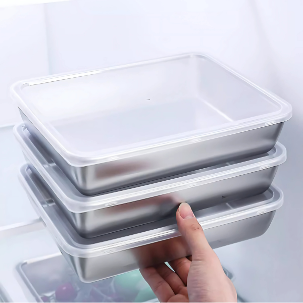 Juego de 3 cajas de acero inoxidable para alimentos