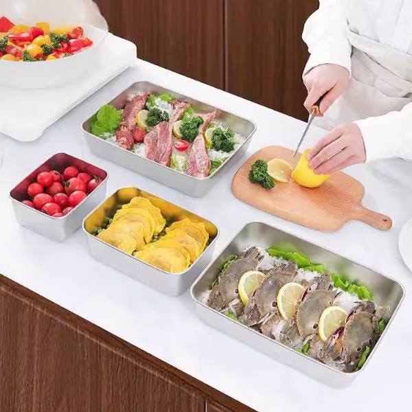 Juego de 3 cajas de acero inoxidable para alimentos