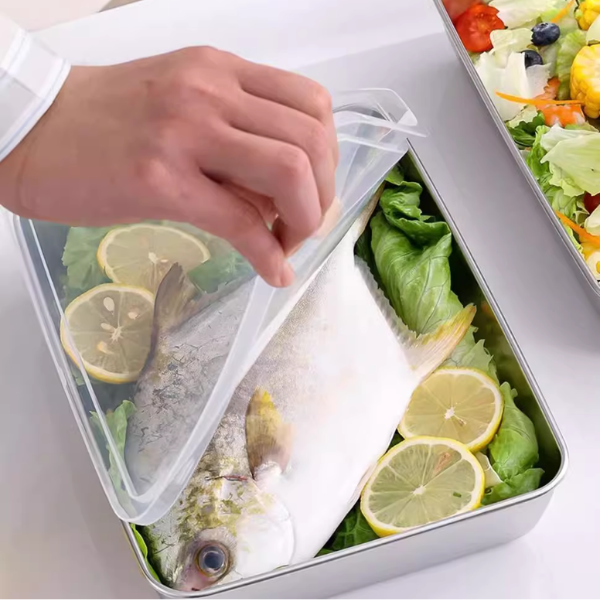 Juego de 3 cajas de acero inoxidable para alimentos